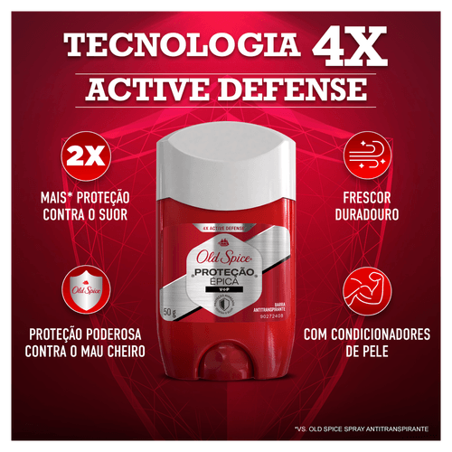 Desodorante em Barra Antitranspirante Old Spice Proteção Épica VIP 50g