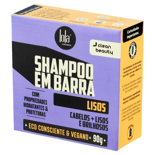 Shampoo Barra Lola Cosmetics Lisos Caixa 90g