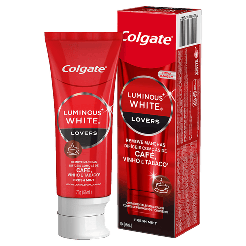 Creme Para Clareamento Dental Colgate Luminous White Lovers Manchas de Café 70g
