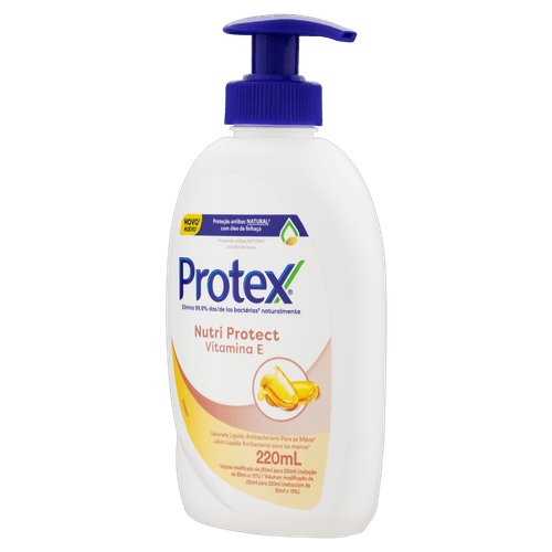 Sabonete Líquido para as Mãos Antibacteriano Protex Nutri Protect Vitamina E Frasco 220ml Pump