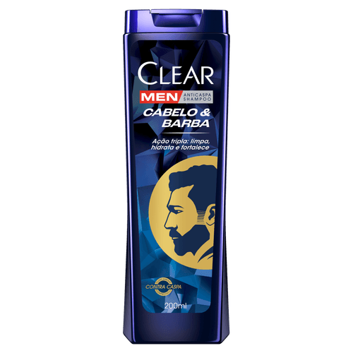 Shampoo Anticaspa Clear Men Cabelo & Barba Frasco 200ml
