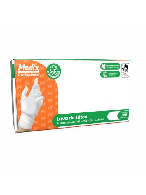 Luva de Latex com Pó Medix - Caixa com 100 luvas - M