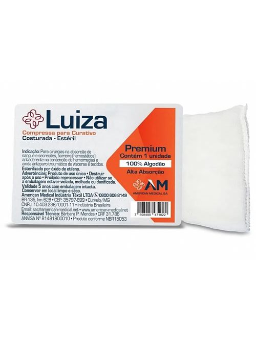 Compressa para Curativo Cirúrgico Estéril Luiza 10x50 cm - unidade