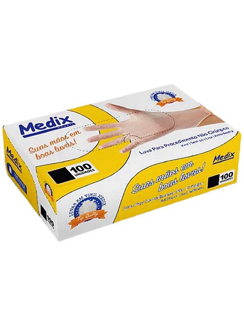 Luvas de Vinil Medix Transparente sem Pó Tam P - 100 luvas