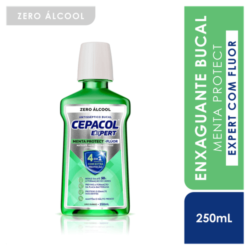 Enxaguante Bucal Cepacol Expert Menta Protect com Fluor sem Alcool - 250ml