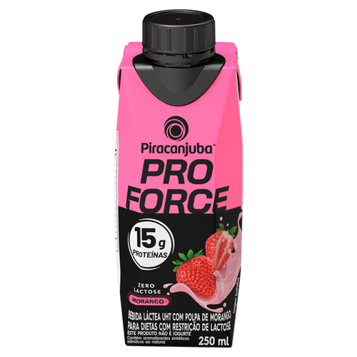Bebida Láctea UHT Whey Morango 250ml Zero Lactose 15g Proteína Piracanjuba