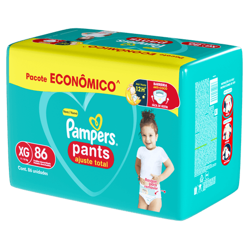 Pampers Pants XG 86 Unidades — 12h Proteção, Anti-vazamento, Hipoalergênica — Ajuste Total