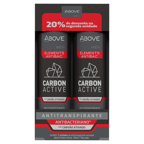 Desodorante Aerosol  Above Men Elements Antibac Carbon Active 2 un -150ml cada