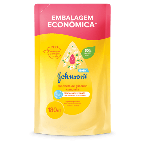 Sabonete Johnsons Baby Líquido Glicerina Camomila Refil 180ml
