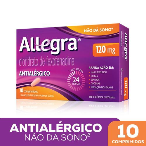 Antialérgico Allegra 120mg - 10 comprimidos