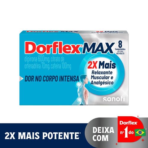 Analgésico e Relaxante Muscular Dorflex Max Dipirona 600mg - 8 Comprimidos