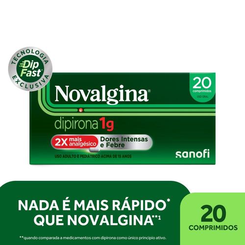 Analgésico Dipirona Monoidratada Novalgina 1g Comprimido 20 Unidades