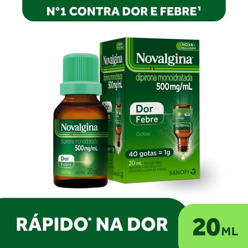 Analgésico e Antitérmico Dipirona Novalgina 500mg/ml Gotas 20ml