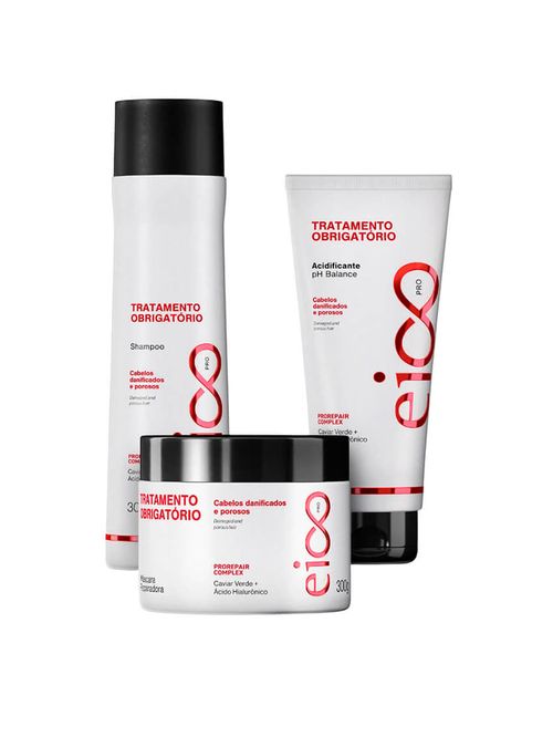 Kit Eico Pro Tratamento Obrigatório - Shampoo 300ml + Máscara 300g + Acidificante 190ml
