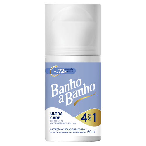 Banho A Banho Desodorante Roll-On Ultra Care 72h Hialurônico & Niacinamida 50ml