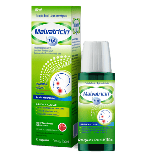 Malvatricin Solução Bucal Framboesa 150ml - Ácido Hialurônico (HA)
