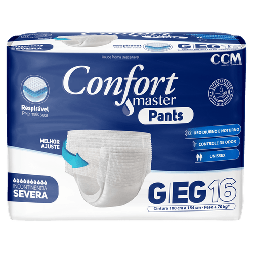 Confort Master Roupa Íntima Descartável Pants Unissex P/M Moderada a Severa Gel 16un