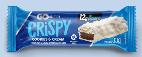 GOnutri Barra Proteica Crispy Cookies & Cream 33g - 12g Proteína Sem Glúten
