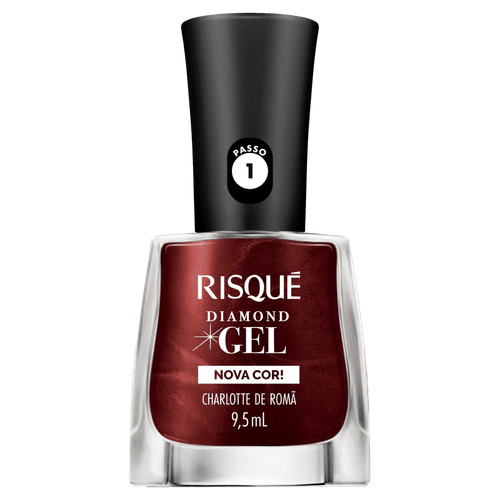 Risqué Esmalte Diamond Gel Charlotte de Romã - Vermelho Metálico Brilhoso Hipoalergênico