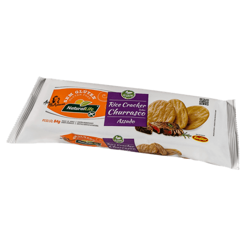 COLOR NAO DEFINIDO Snack Biscoito de Arroz Sabor Churrasco Sem Glúten Vegano 84g