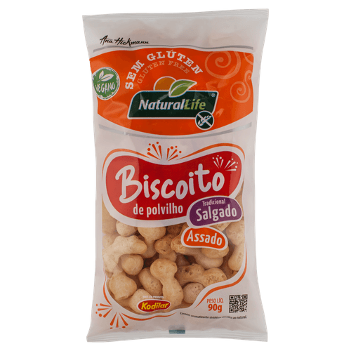 Natural Life Biscoito de Polvilho Salgado Assado Vegano Sem Glúten 90g
