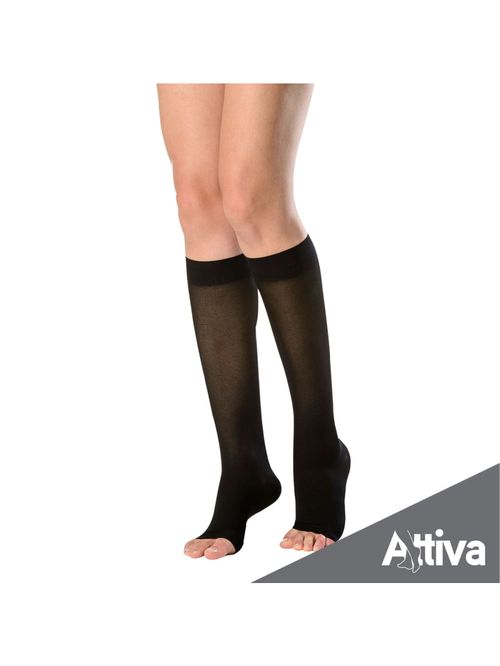 Meia ¾ Panturrilha Attiva Media Compressao 18-21 Fem Aberta Preta Tamanho GG Cor PRETA GG