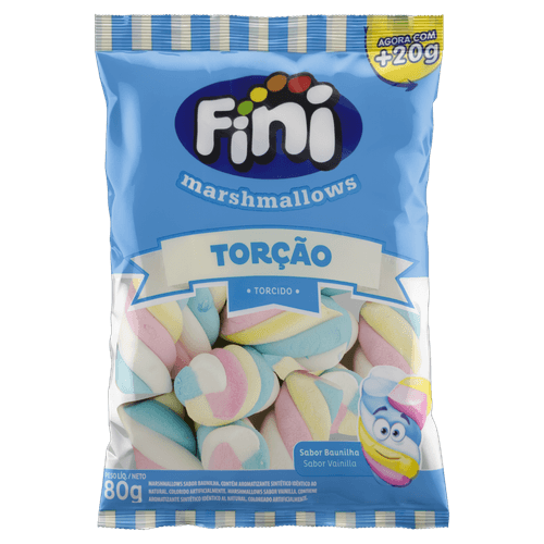Bala Marshmallow Torção 80g Baunilha Fini