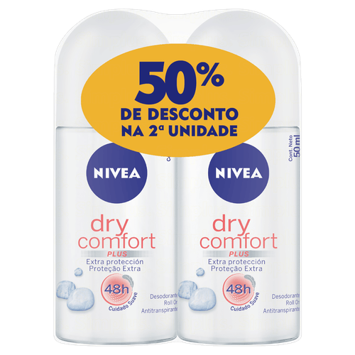 Kit Desodorante  Nivea Rollon Dry Comfort+50% Desconto na  2ª unidade