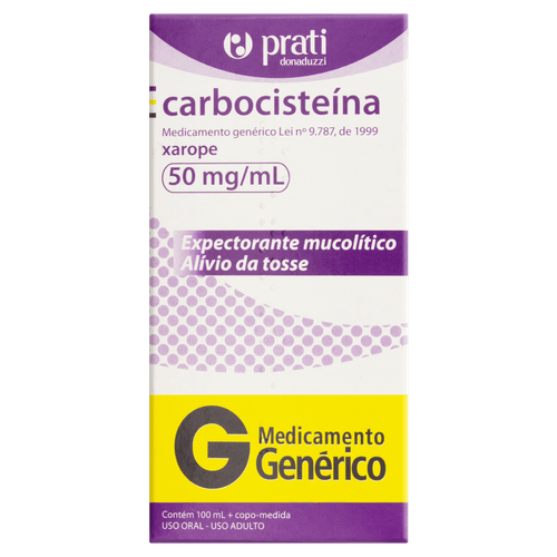 Carbocisteína 50mg/ml Genérico Prati Xarope Adulto Sabor Canela – 100ml