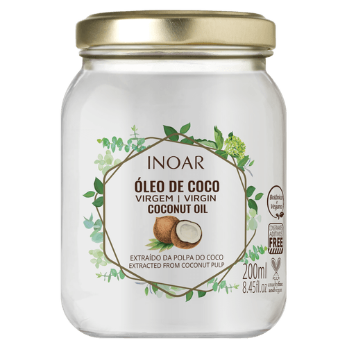 Óleo de Coco Virgem Inoar Vidro 200ml
