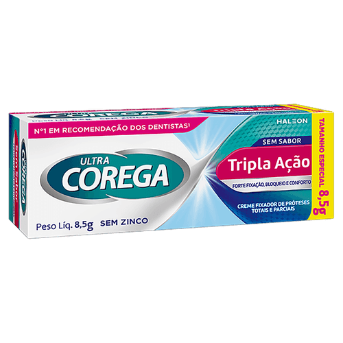 Fixador de Dentadura Creme Ultra Tripla Ação 8,5g sem Sabor Corega