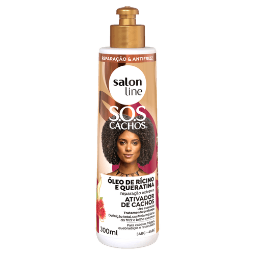 Ativ Cacho Salon Line Sos Ricino E Queratina 300Ml - Salon Line Sos