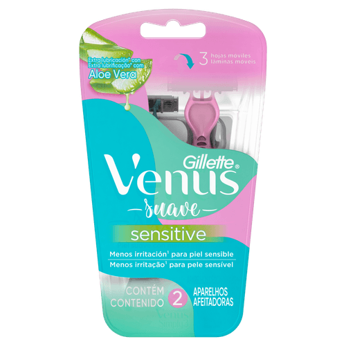 Aparelho de Depilar Venus Suave Sensitive para Pele Sensível 2 Unidades Gillette