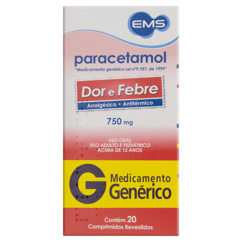 Paracetamol 750mg 20 Comprimidos - Genérico - Ems