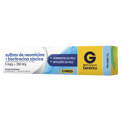Sulfato de Neomicina + Bacitracina Zíncica 5mg/250UI Cimed Pomada 15g