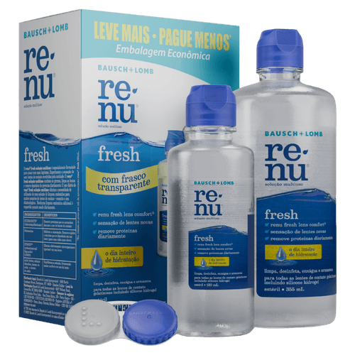 Renu Fresh 2x355ml Bausch + Lomb + Estojo Solução Multiuso para Lentes de Contato