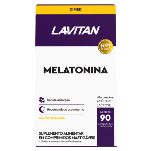 Suplemento Melatonina Lavitan Maracujá 0,21mg Comprimido Mastigável 90 Unidades
