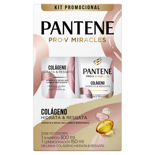 Kit Shampoo e Condicionador Colágeno Hidrata e Resgata 300+150ml Pantene