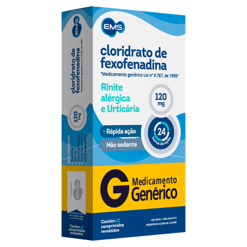 GENÉRICO CLORIDRATO DE FEXOFENADINA 120MGENÉRICO 10CPR - EMS