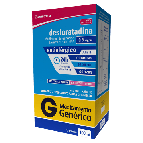 Desloratadina 0,5mg Xarope 100ml - Genérico - Biosintética Genérica