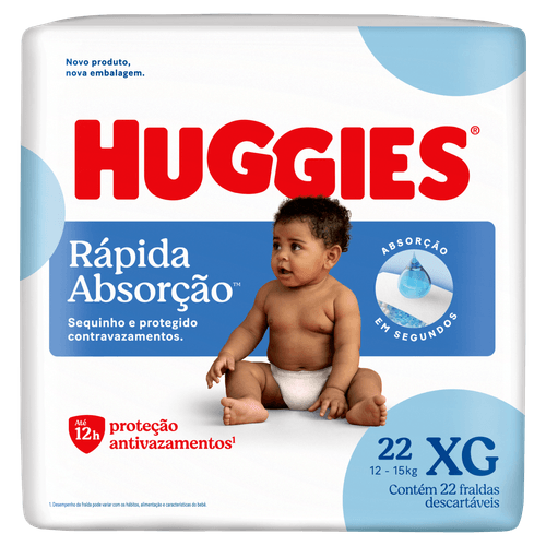 Huggies Fralda Descartável Tripla Proteção XG 22 Unidades Absorção Rápida 12h