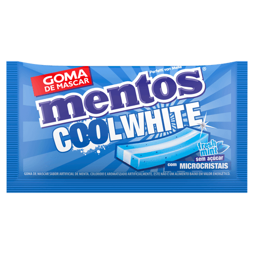 Goma de Mascar Cool White Fresh Mint 8,5g Microcristais Sem Açúcar Mentos