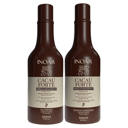 Inoar Kit Shampoo e Condicionador 500ml Cacau Forte Biotina e Manteiga de Cacau