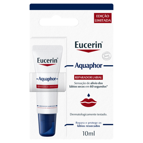 Eucerin Aquaphor Reparador Labial 10ml Sem Fragrância Pele Sensível Edição Limitada