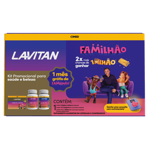 Kit Suplemento Lavitan Familhão A-Z Mulher + Cabelos e Unhas Cimed 60 Comprimidos + 30 Cápsulas