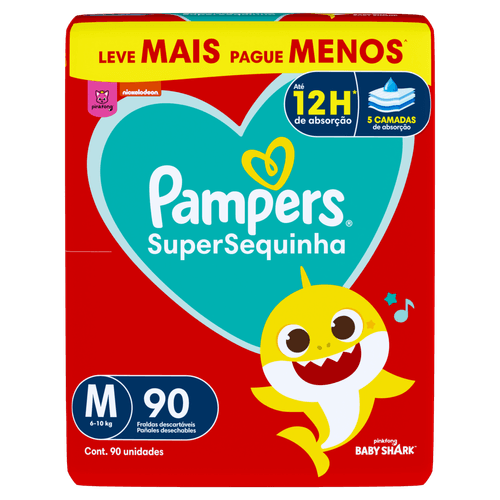 Fralda Descartável Infantil Supersec M Absorção Rápida 90 Unidades Pampers